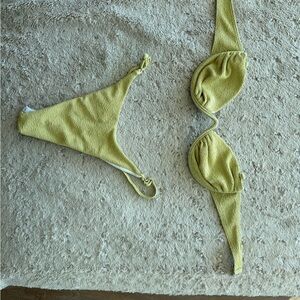 Green Textured Bikini Set